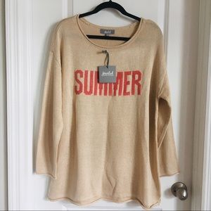 Marled summer knit beige scoop neck sweater plus size 1X